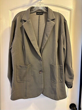 Mint Limit Women's Casual Notch Lapel 3/4 Ruched Sleeve Open Front Blazer Jacket